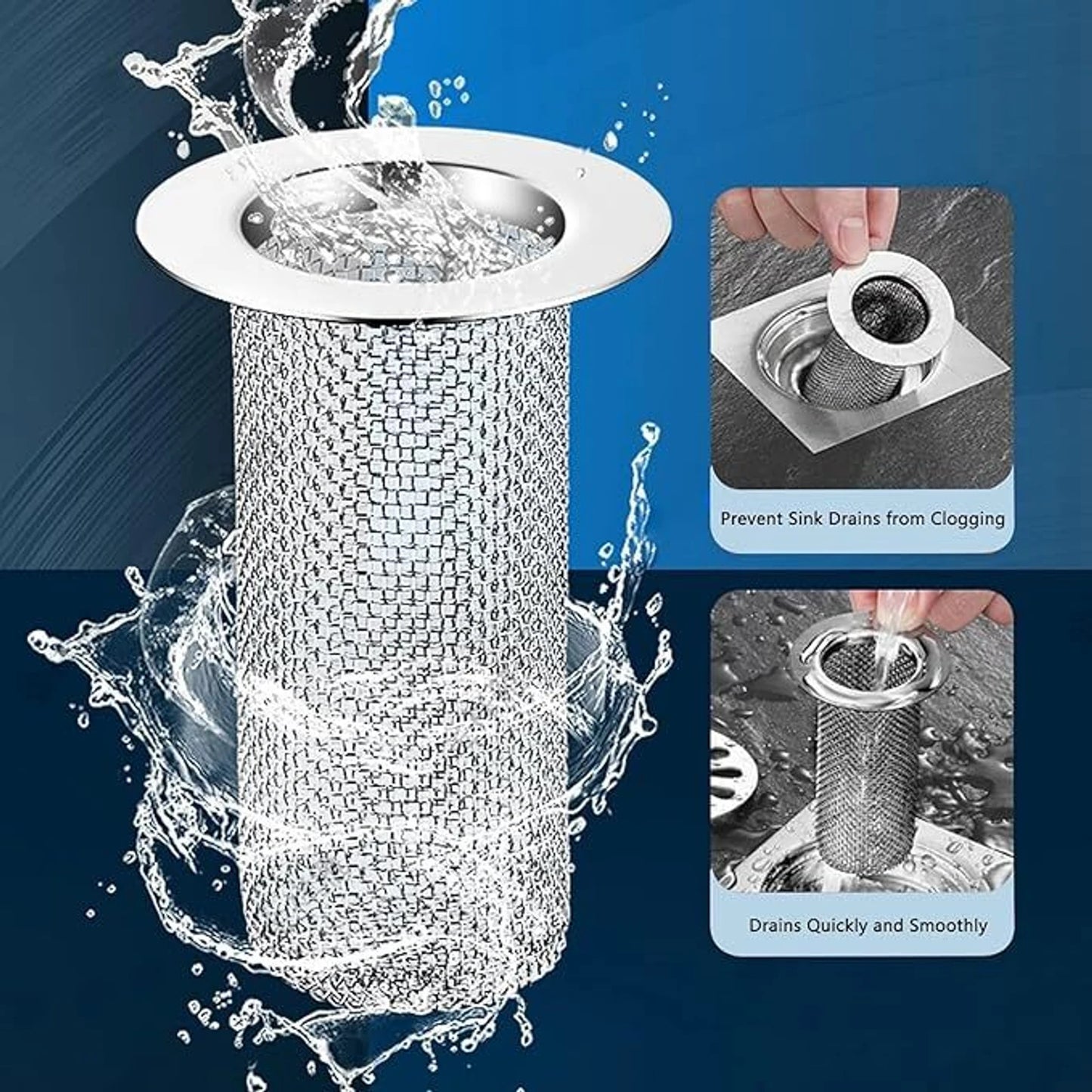 Sink Hair Filter, Removable Stainless Steel Drain Stopper Plug