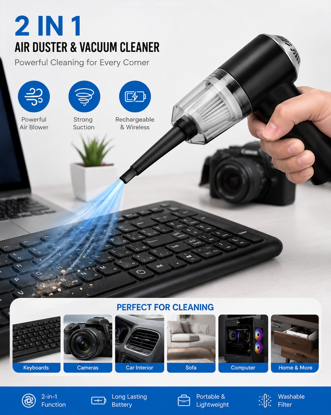 Air Duster Wireless 2 in 1 Vacuum Cleaner